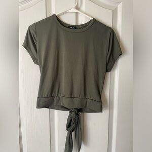 Army green open back crop top